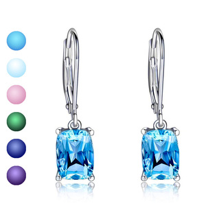 Pendientes Colgantes Rosados E4358 con Corte Esmeralda y Engaste de Garra, de Aleación, Joyería de Moda para Fiesta para Mujer - Product Image 1