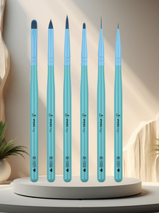 Juego de 6 Pinceles Profesionales para Uñas al por Mayor, con Mango de Madera de Abedul Azul y Pelo de Nylon, para Salón de Manicura - Product Image 2