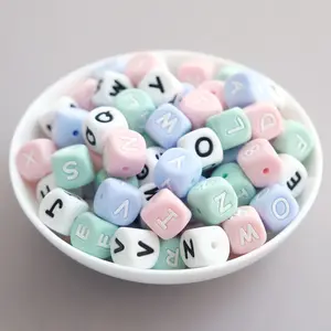 Food grade silicone letter beads DIY accessories 26 English letter drop beads 12MM necklace loose beads wholesale