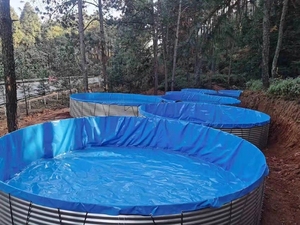 Grote commerciële stalen viskweektanks, garnalenkwekerij PVC voor buiten aquacultuur, verzinkte paneel viskweektanks - Product Image 2