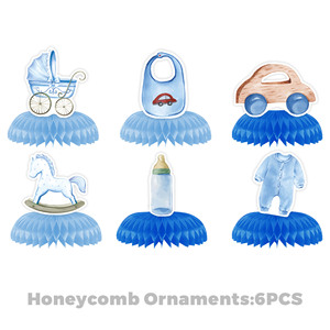 Nouvel Arrivage : Vaisselle et décorations d'ambiance sur le thème du baptême bleu, ornements <span class=keywords><strong>de</strong></span> gâteau d'anniversaire pour petits garçons - Product Image 4