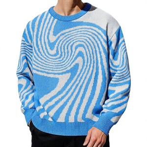 Suéter de punto jacquard extragrande para hombre, cuello redondo, patrón geométrico, ropa informal de otoño - Product Image 4