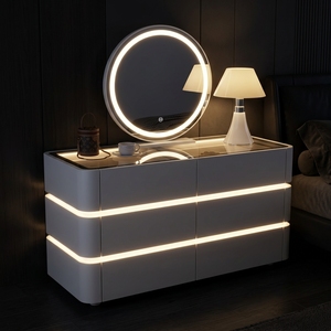 Miroir LED multifonctionnel, élégant, moderne, écologique, avec cadre doré, capteur tactile, lumières réglables, luxe, chambre à coucher, hôtel, <span class=keywords><strong>dressing</strong></span> - Product Image 5