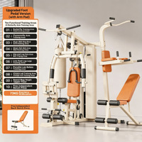 Machine de musculation multifonctionnelle 3 stations en acier inoxydable de qualité commerciale avec presse à jambes, exercices à câble et stations de boxe pour appartement, hôtel, salle de sport