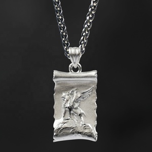 Bán buôn 925 Sterling Bạc Mặt dây chuyền thời trang đồ trang sức nam cổ điển Mặt Dây Chuyền Vòng cổ (với bạc liên kết chuỗi) - Product Image 3