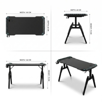 Bureau de jeu en gros avec surface en fibre de carbone RGB, cadre métallique en forme de T, table de jeu avec porte-gobelet pour la maison et le bureau