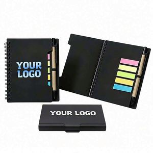 Wholesale Small Kraft Stationary <b>Sticky</b> <b>Note</b> Custom Gift Promo Business Notebook With Logo and Pen - Product Image 1