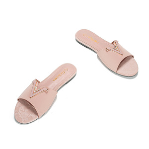 Tendance de la mode, <span class=keywords><strong>sandales</strong></span> plates unisexes, légères, grandes tailles, en métal, lettre V, pour l'été, en plein air - Product Image 5