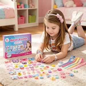 Colorful Girls Hair Accessories Kit DIY Headband <b>Clips</b> Ribbon Gems Hearts Stars Creative Design Toy Supplier Box - Product Image 3