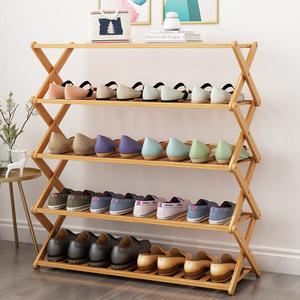 Multi Layer Wooden Shoe Rack Foldable Storage Shelf For Home Dormitory Sports Shoes Organizing Cabinet - Product Image 2