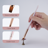 Ensemble de 7 pinceaux de luxe pour nail art, dégradé de perles, manche en cuivre rose doré, pour gel UV et liner, idéal pour salon professionnel