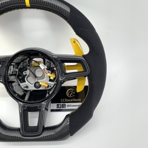 CCExcellent - Embellecedor de Volante Personalizado de Fibra de Carbono Real para Porsche 991.2 911 918 992 718 Boxster <span class=keywords><strong>Macan</strong></span> Panamera <span class=keywords><strong>2017</strong></span>+ - Product Image 4
