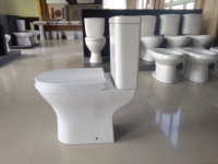 Ensemble WC deux pièces de style européen, à poser au sol, avec siphon en P, en céramique, à chasse directe, sans rebord