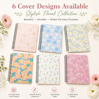 Carnet à spirale personnalisé, couverture florale rose Ginkgo, 6 motifs assortis, pages lignées, personnalisation de marque, OEM, ODM, commande en gros