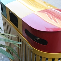 Mobilier urbain Poubelle de recyclage en métal à 3 compartiments et ouverture latérale Poubelle d'extérieur