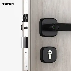 Populer cerdas sidik jari gerendel gerbang kunci luar ruangan Smart hitam elektronik tanpa kunci pegangan pintu pintar dan kunci