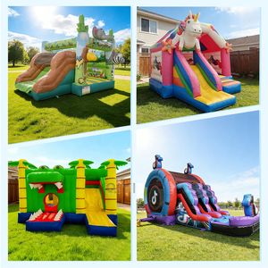 Château gonflable Zèbre Lion Animaux de la jungle avec toboggan intégré pour enfants, idéal pour la location et les fêtes - Product Image 5