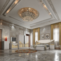 Ensemble de lit king size moderne en bois, nouveau design, tête de lit en cuir, finition miroir, beige brillant, avec rangement, meubles de chambre d'hôtel