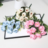 Fleurs de pivoine artificielles classiques, 10 têtes, en tissu de soie, Austin, pour mariage, décoration de la maison, accessoires de photographie