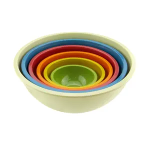 6 Piece Multi Color Nested Melamine Mixing Bowl Set Plastic Salad Bowls Bowl Suite 6 Pcs in One Set Customized All-season Carton