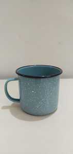 Taza de camping esmaltada vintage con diseño de manchas, estilo esmaltado, taza de café de gres, regalo personalizado con logotipo. - Product Image 4