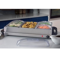 Chauffe-Plats et Réchaud de Buffet en Acier Inoxydable pour Usage Domestique, Facile à Nettoyer, avec 4 Plateaux Séparés, Capacité de 7 QT