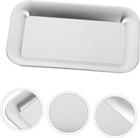 Assiette rectangulaire en acier inoxydable finition satinée 21 cm, plat de service en métal pour desserts, idéal pour les fêtes, la maison, l'hôtel et les restaurants