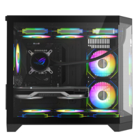 Gabinete de PC de Nuevo Diseño al por Mayor con 3 Lados de Vidrio Templado y Ventilador RGB para Gamer, Torre de Computadora con Enfriador Líquido de CPU de 360mm, Caja Micro ATX