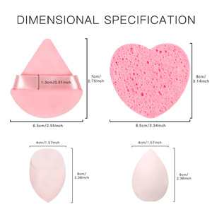 Juego de Esponjas de Maquillaje para Limpieza Facial, Forma de Corazón y Gota de Agua, Color Rosa, 3 Piezas, para Maquillaje Facial - Product Image 4