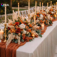 Rangkaian Bunga Artifisial LEDA Burnt Orange Pampas Grass, Dekorasi Pernikahan Warna Oranye Debu Musim Gugur dengan Mawar untuk Acara Pernikahan