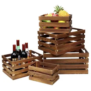 Wooden Fruit Vegetable Rattan Organizer Storage Bread Basket