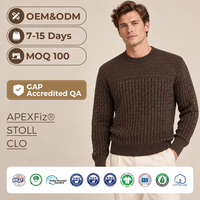 Pull d'hiver personnalisé pour homme, col rond, motif torsadé, style Old Money & Preppy, logo sur le devant