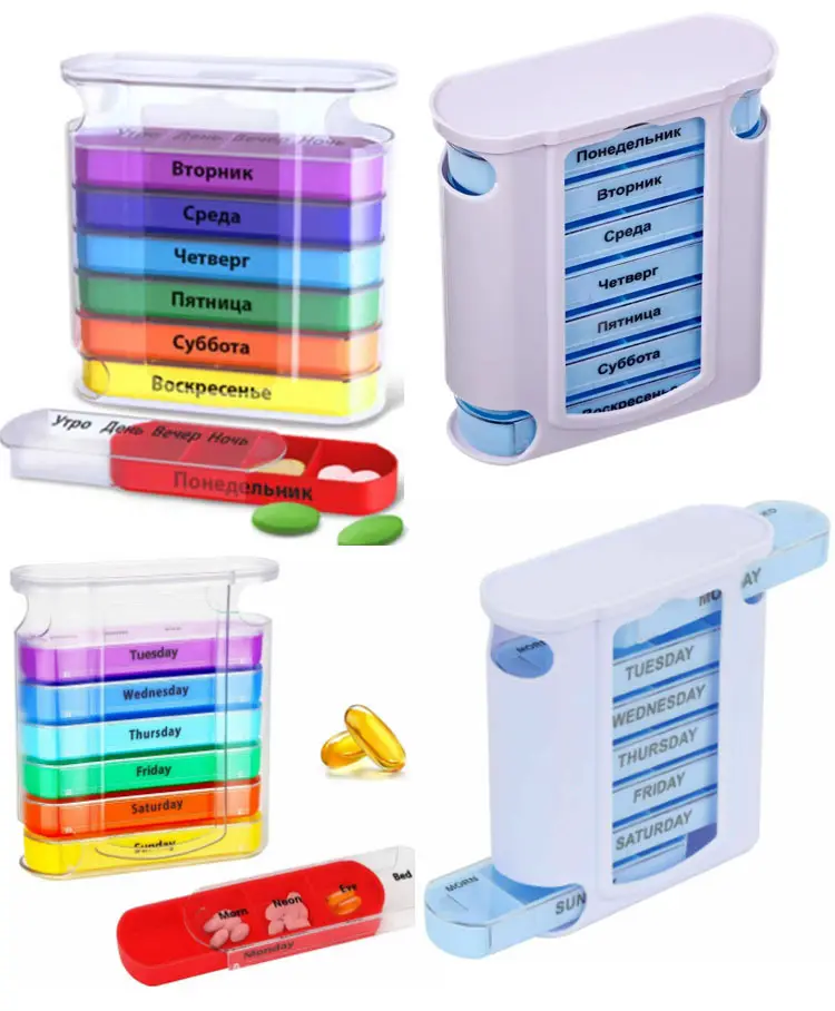 Venda quente Separada 7 Dias Caixa De Comprimidos Organizador Caixa De Comprimidos Diários 28 Casos Plástico Semanal Pill Box