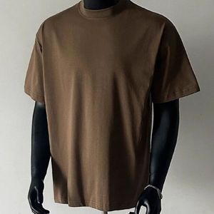 Maglietta estiva viola scura per gli uomini stile retrò americano di fascia alta in cotone 100% fatta a mano mezza manica ampia maglietta per gli uomini - Product Image 4