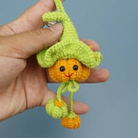 Nouveau porte-clés citrouille en crochet fait main pour Halloween, pendentif citrouille à suspendre, décoration de sac citrouille sorcière, cadeau.