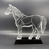 Trophée en cristal sculpté en 3D avec impression couleur vente en gros Plaque en métal étoile Trophée de récompense en cristal