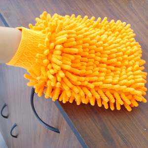 Mềm tự động chi tiết làm sạch găng tay cao cấp Scratch-Free Lime màu xanh lá cây mì sợi nhỏ Chenille rửa xe <span class=keywords><strong>Mitt</strong></span> với màu xám Cuff - Product Image 3