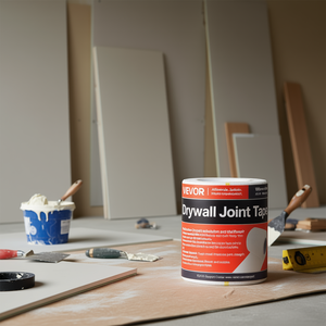 Cinta para juntas de paneles de yeso Vevor, 98,43 pies x 5,91 pulgadas, malla de fibra de vidrio autoadhesiva blanca para instalación de paneles de yeso - Product Image 2