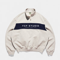 Sweat-shirt à col zippé pour homme, personnalisé OEM, en tissu French Terry avec empiècements contrastants, style streetwear, fabricant de vêtements sur mesure