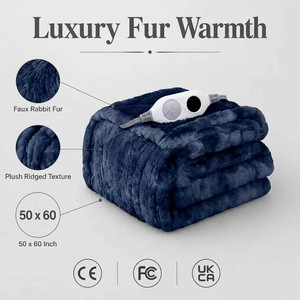 <span class=keywords><strong>Plaid</strong></span> électrique de luxe <span class=keywords><strong>bleu</strong></span> <span class=keywords><strong>marine</strong></span> en <span class=keywords><strong>fausse</strong></span> <span class=keywords><strong>fourrure</strong></span> de lapin, personnalisé OEM, 50x60 pouces, avec contrôle numérique et arrêt automatique, pour lit chaud et douillet - Product Image 6