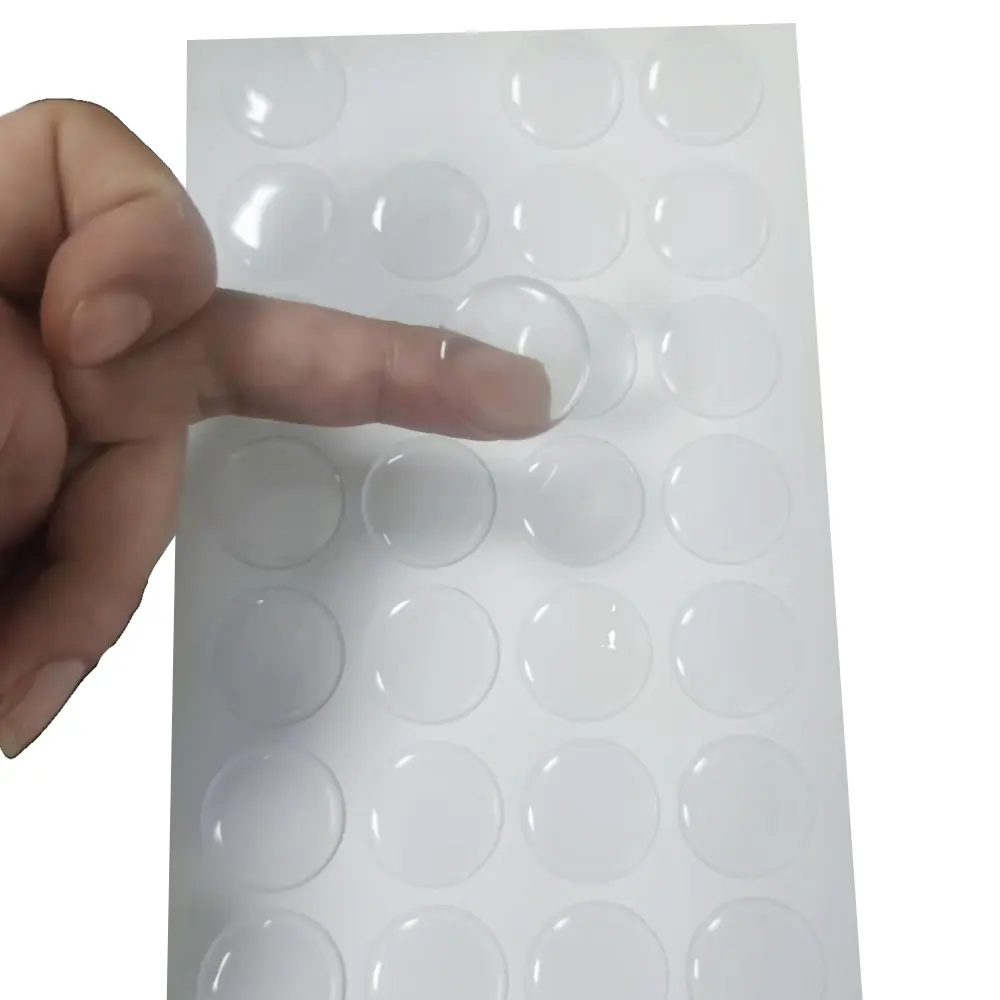 Top qualidade Personalizado Limpar Epoxy Em Branco Adesivo Folha Transparente Resina Dome Adesivos Fabricante
