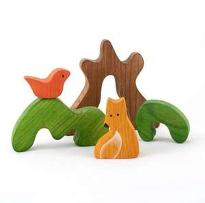 Set mainan Puzzle Raccoon pohon pinus kayu, Set hadiah mainan anak balita - Product Image 4