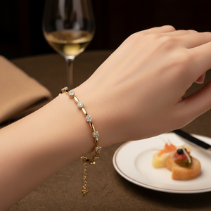 14K Yellow <b>Gold</b> Bracelet with Excellent Round Real Diamond Elegant Diamond Bracelets & <b>Bangles</b> - Product Image 3
