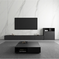 Table basse carrée en bois avec rangement, table centrale moderne, ensemble meuble TV en bois, meuble de salon, unité TV - Vente en gros