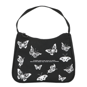 Borsa a Mano Primaverile da Donna con Stampa a Farfalla, Borsa Tote in Tela alla Moda, Borsa Sottobraccia con Cerniera a Mezzaluna in Tessuto di Cotone - Product Image 1