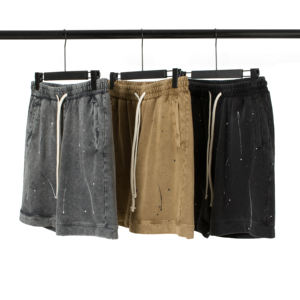 Fabricant de shorts délavés et portés de couleur unie pour hommes Distress Short High Street Pants Shorts pour hommes - Product Image 4