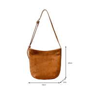 Sac seau souple en daim et cuir véritable à base arrondie pour femme, sac à bandoulière, fournisseur personnalisé