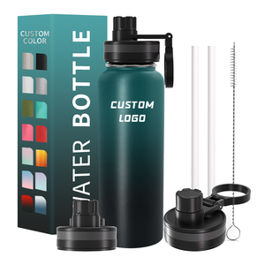 Botol Air Terisolasi 32oz 64oz Dengan Sedotan, Cangkir Air Olahraga Stainless Steel Dinding Ganda Vakum Anti Bocor untuk Perjalanan - Product Image 1