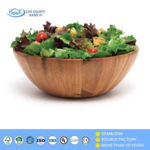 Custom Logo Acacia Wooden Salad Bowl Large Round Wood Serving Bowl for <strong>Pasta</strong> Popcorn Fruits Dining Catering Tabletop - Product Image 2