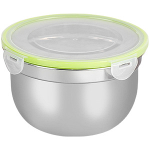 Round Stainless Steel Food Storage <b>Container</b> With Clip On Lid Airtight Leak Proof For Camping - Product Image 1